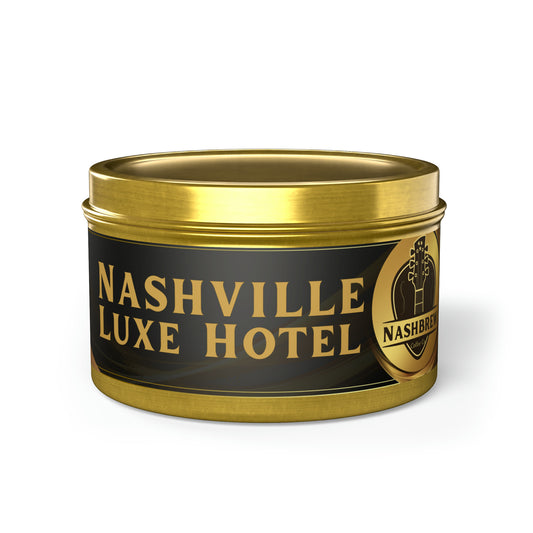 Tin Candle | Nashville Luxe HotelIntroducing the Tin Candle | Nashville Luxe Hotel, inspired by the grandeur of Nashville's luxury hotels. This portable indulgence brings the opulence of a high-end Home DecorNashbrew CoffeeNashville Luxe Hotel