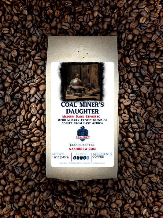 Coal Miner’s Daughter - Medium-Dark EspressoDive into the unparalleled experience of Coal Miner’s Daughter Espresso, a meticulously crafted blend that pays homage to the majestic deep, dark hills of eastern KePremium CoffeeNashbrew CoffeeCoal Miner’