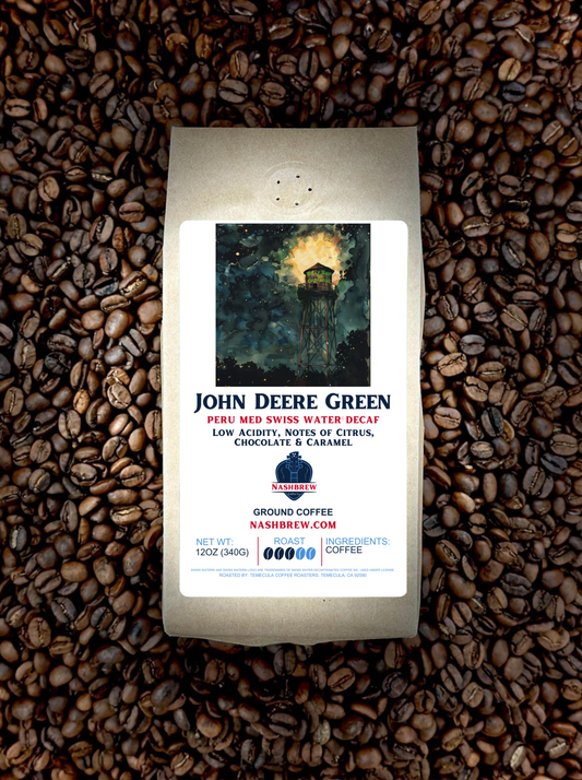 John Deere Green - Peru Med Swiss Water Decaf OrganicIntroducing "John Deere Green - Peru Med Swiss Water Decaf Organic", a distinguished medium-bodied coffee that redefines your decaffeinated experience.
Our decaffeinSpecialty CoffeeNashbrew CoffeeJohn Deere Green - Peru Med Swiss Water Decaf Organic