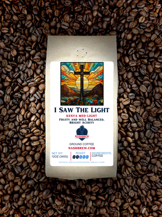 I Saw The Light - Kenya Med-Light"I Saw The Light - Kenya Med-Light" is a divine symphony of flavor influenced by the soul-stirring melodies of gospel music, weaving together the rich tapestry of KeSpecialty CoffeeNashbrew CoffeeLight - Kenya Med-Light