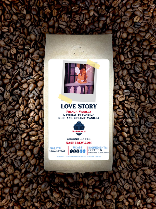 Love Story - French VanillaIndulge in the romantic melody of our "Love Story French Vanilla" coffee, a medium roast that brings the enchanting spirit of Nashville's love stories to your cup. IFlavored CoffeeNashbrew CoffeeLove Story - French Vanilla