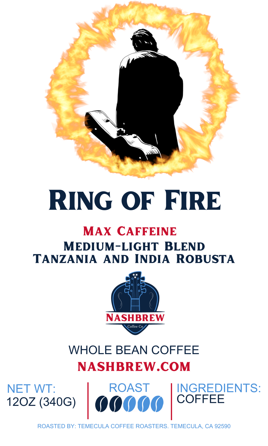 Ring of Fire - Max Caffeine Blend MAX Extra Caf Medium-Light - Nashbrew Coffee